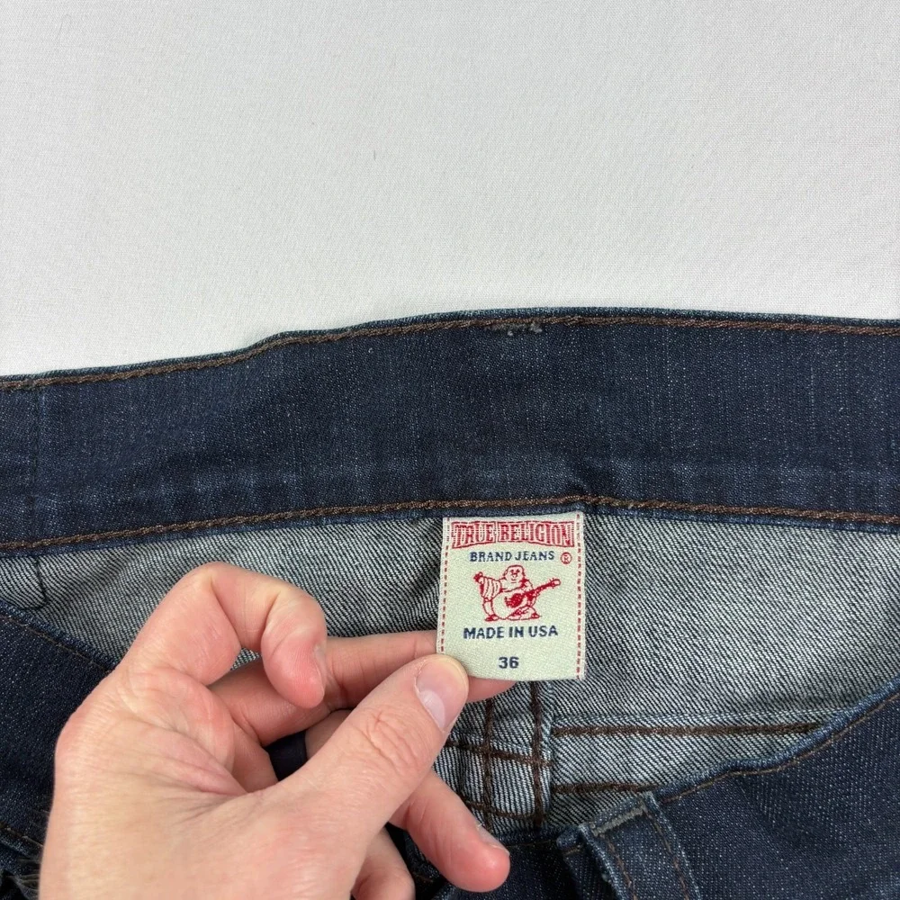 True Religion Jeans Mens 36 (Fits 38x34) Blue Ricky‎ Straight Leg Flap Pockets